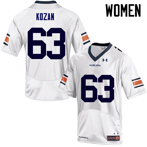 Women's Auburn Tigers #63 Alex Kozan White College Stitched Football Jersey